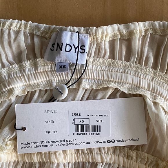 SNDYS La Louisiane Maxi Dress Size XS Cream Shell Swimwear Beach Vacation Chic - Picture 11 of 14